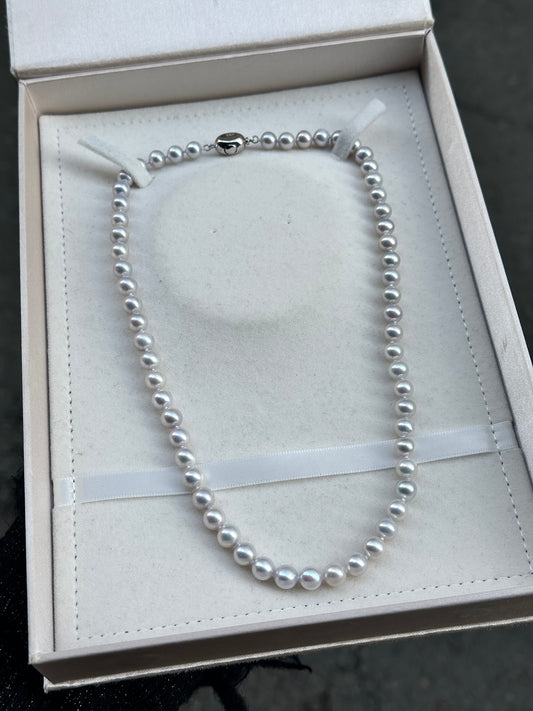 7-8mm Aurora Non-Nucleated Shadow Gray Pearl Necklace