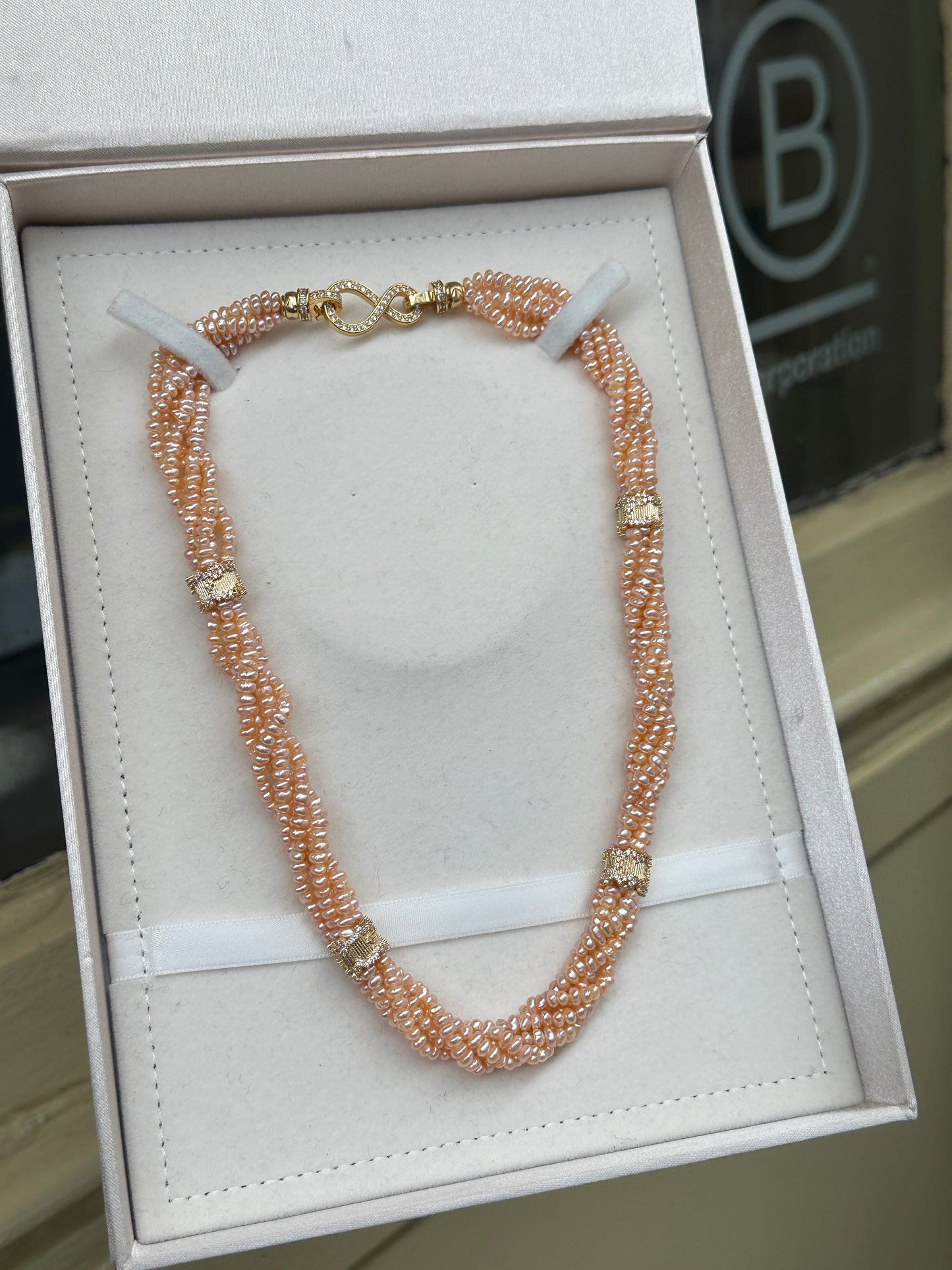 Vintage Golden Aurora Non-Nucleated Weave Pearl Necklace