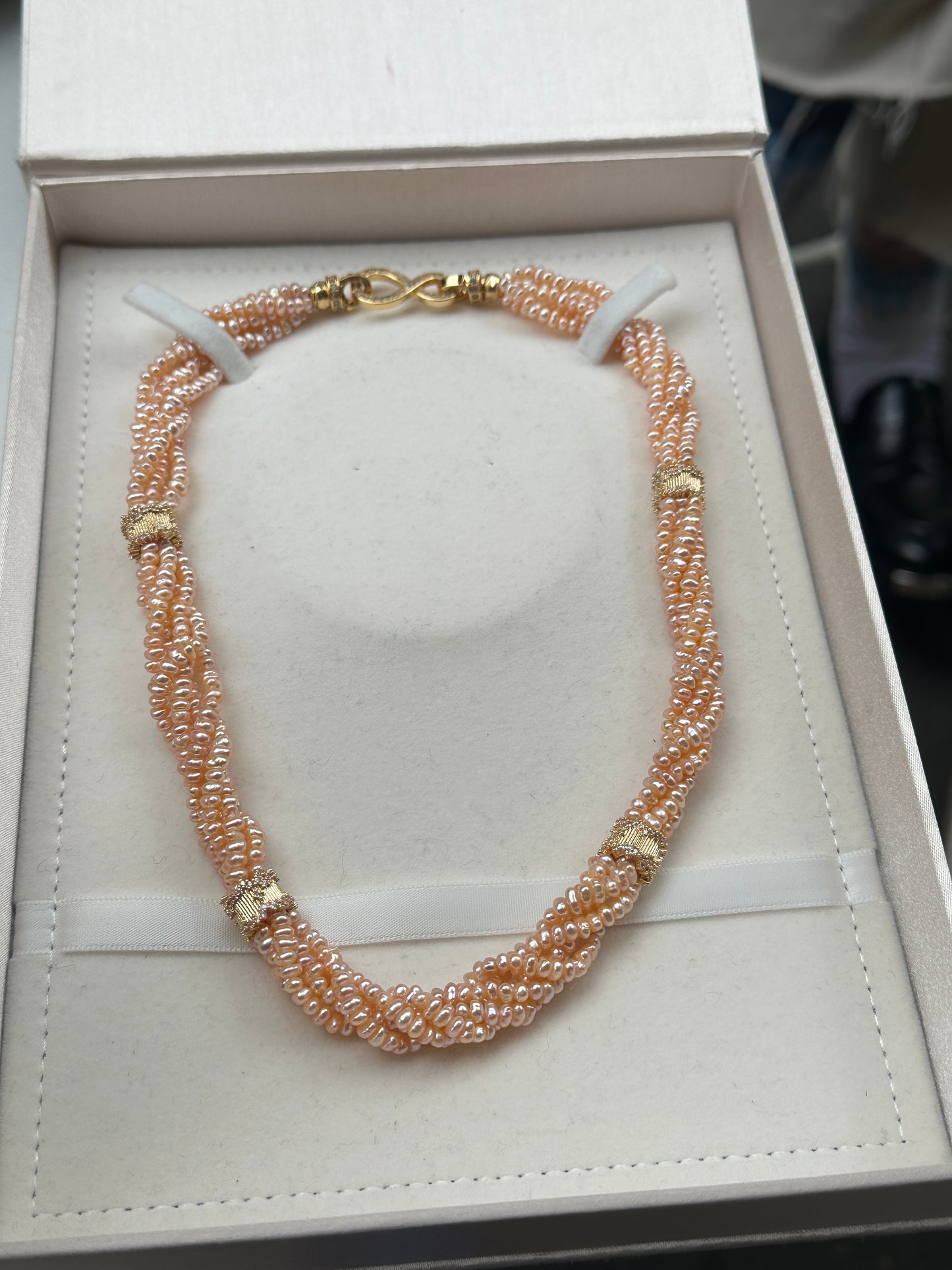 Vintage Golden Aurora Non-Nucleated Weave Pearl Necklace