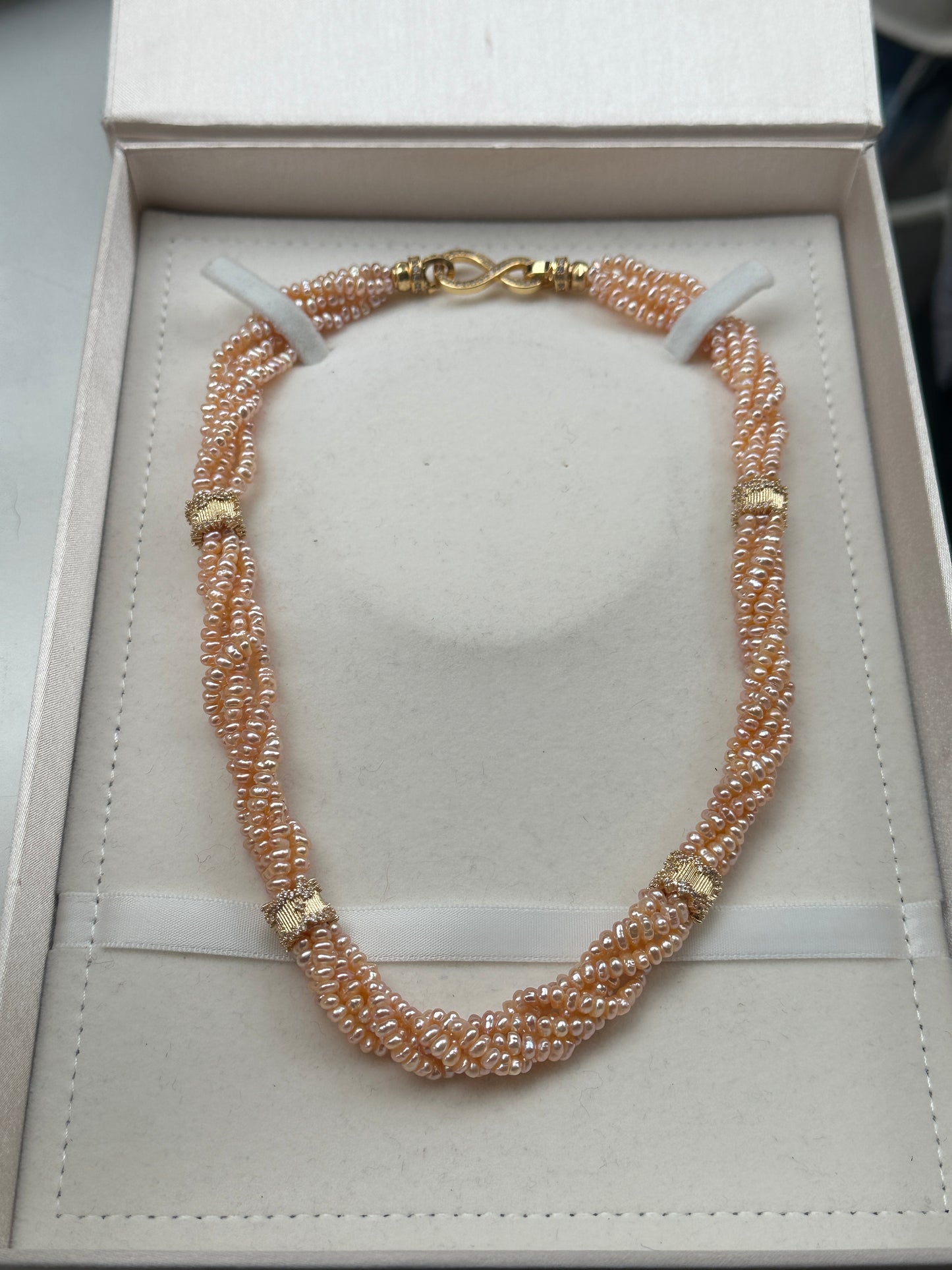 Vintage Golden Aurora Non-Nucleated Weave Pearl Necklace