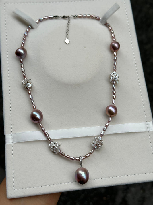 Purple Elegance Edison Pearl Necklace